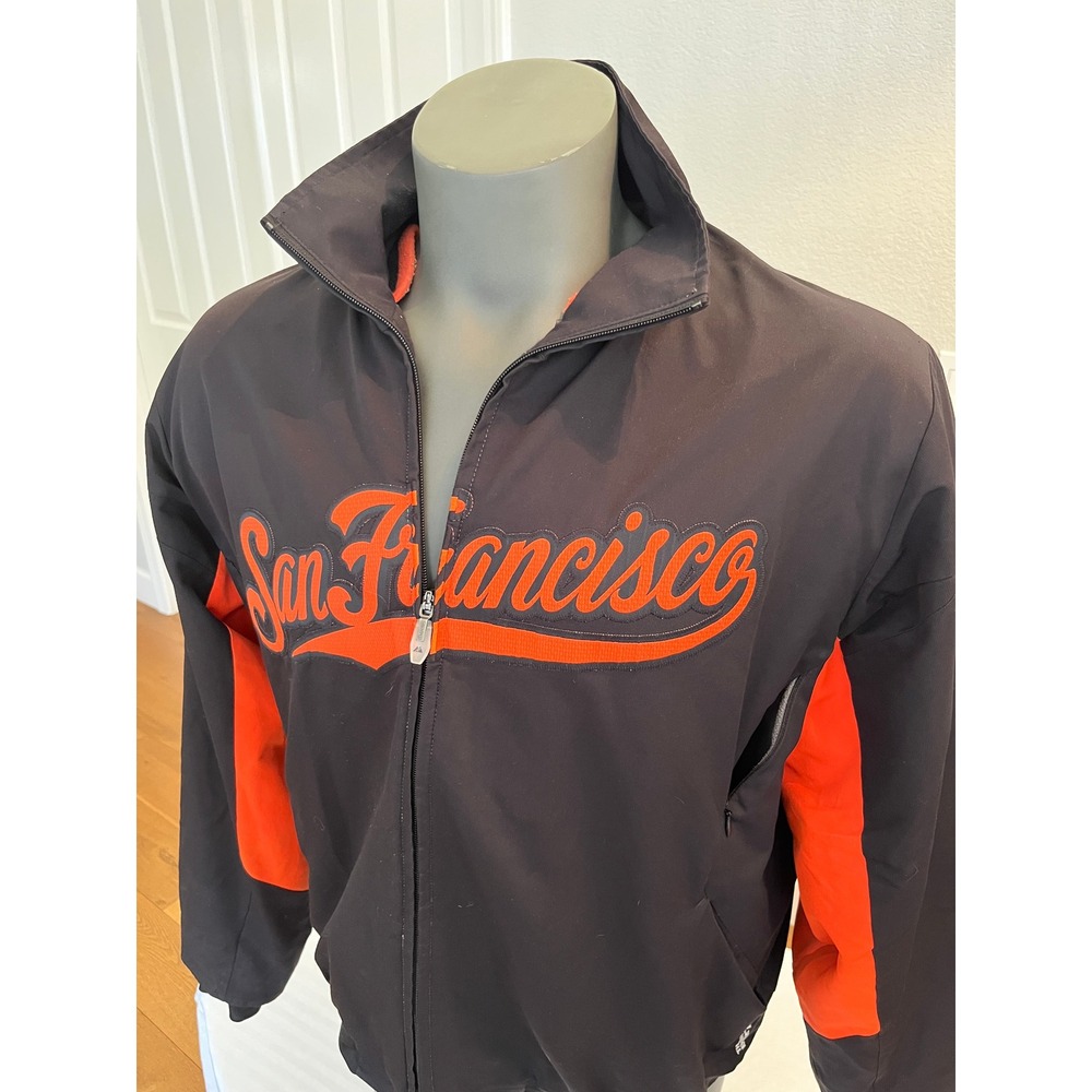 Majestic SF Giants Therma Base Jacket Mens M Black Orange MLB Dugout Excellent